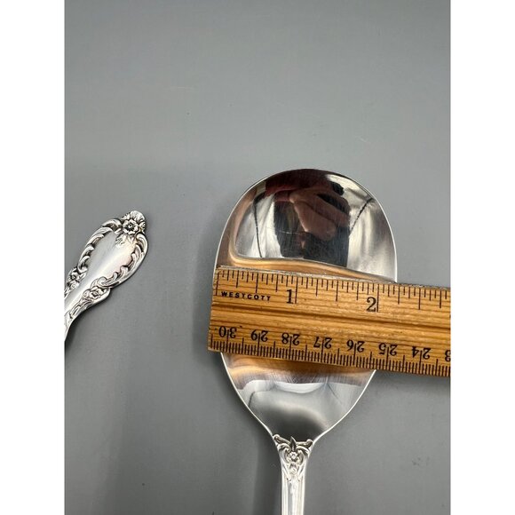 Wm Rogers GRAND ELEGANCE Silver-Plated Ornate Serving Spoon & Meat Fork Set VTG - Picture 7 of 13
